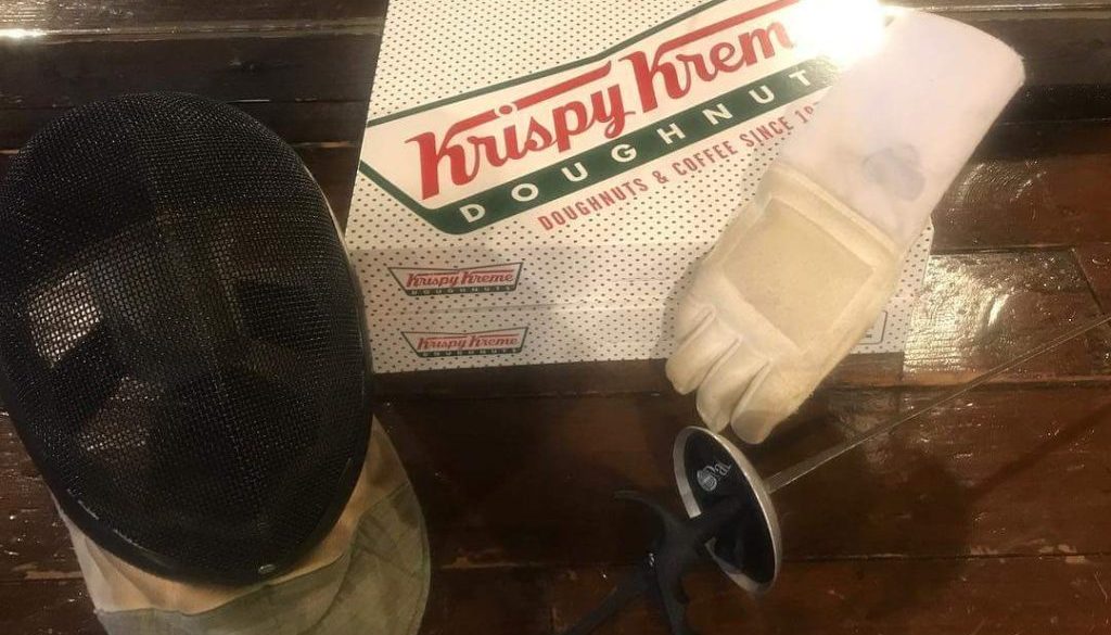 mask, weapon, glove, donuts